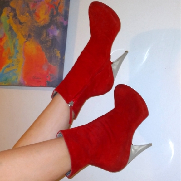 Giuseppe Zanoti Vintage Red Suede Booties - Picture 1 of 11